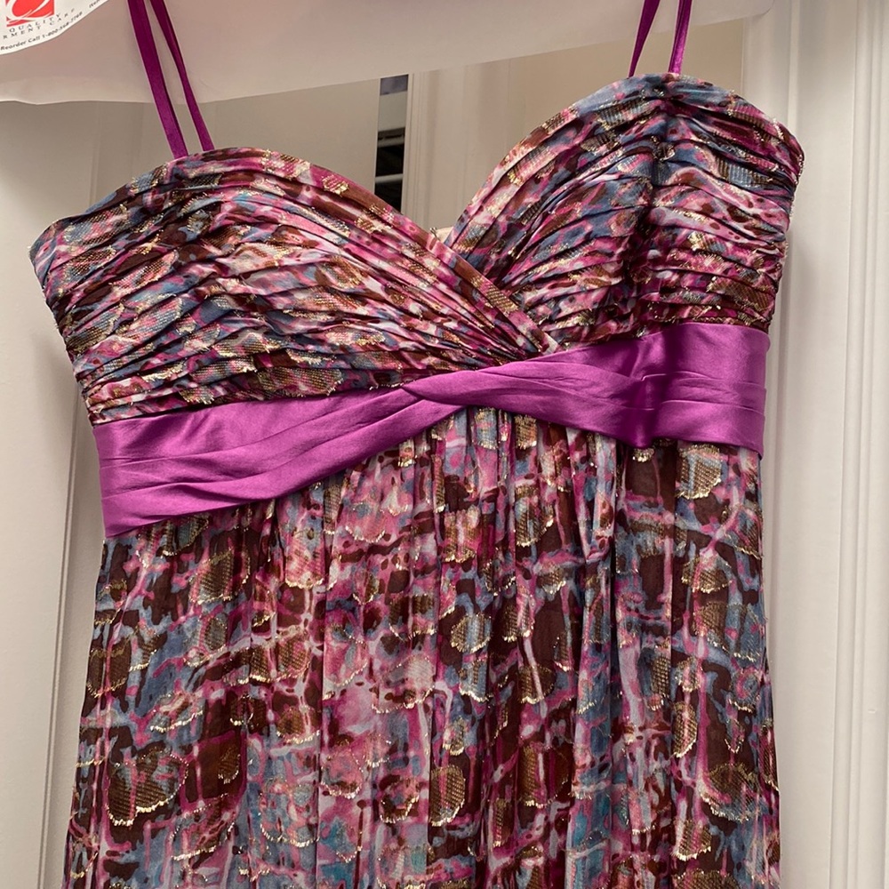 BCBG Maxazria multi color strapless long dress